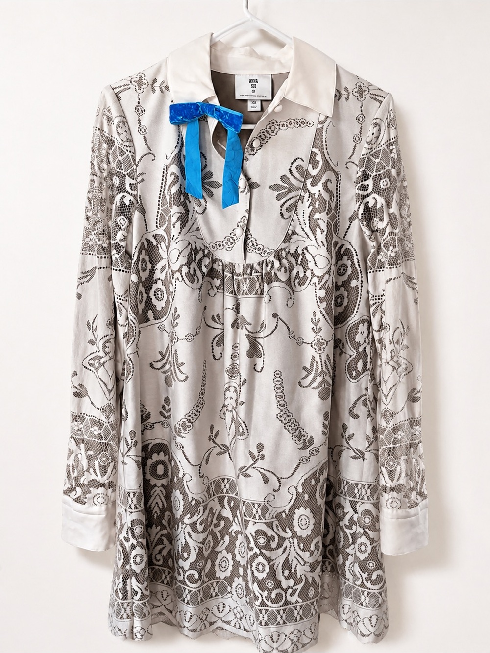 ✌🏻 Anna Sui for Target Lace Tunic Dress XS 20th Anniversary Cream Brown